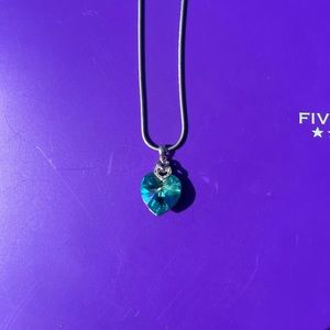 aqua heart shaped Swarovski necklace